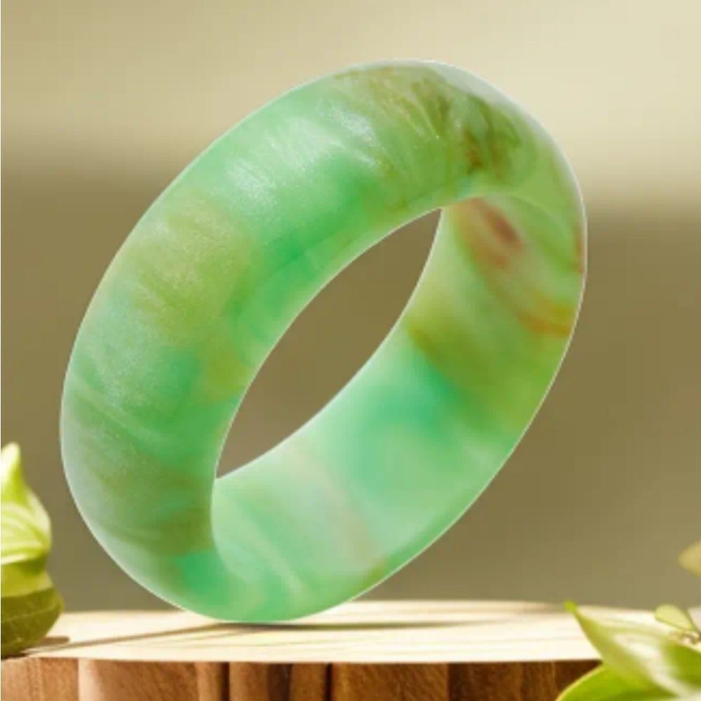 Elegant marble jade resin unisex Ring sz 7